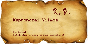 Kapronczai Vilmos névjegykártya