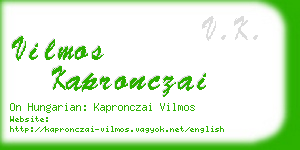 vilmos kapronczai business card